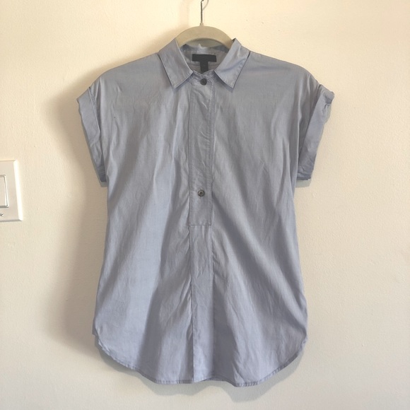 J. Crew Short Sleeve Popover Shirt- Blue - Picture 1 of 7
